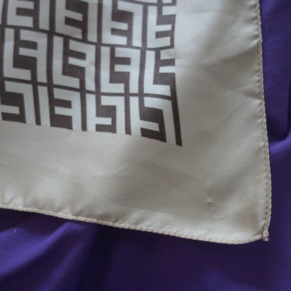 Fendi FF Logo Pattern 100% Polyester Made in Italy Square Scarf - Picture 6 of 9